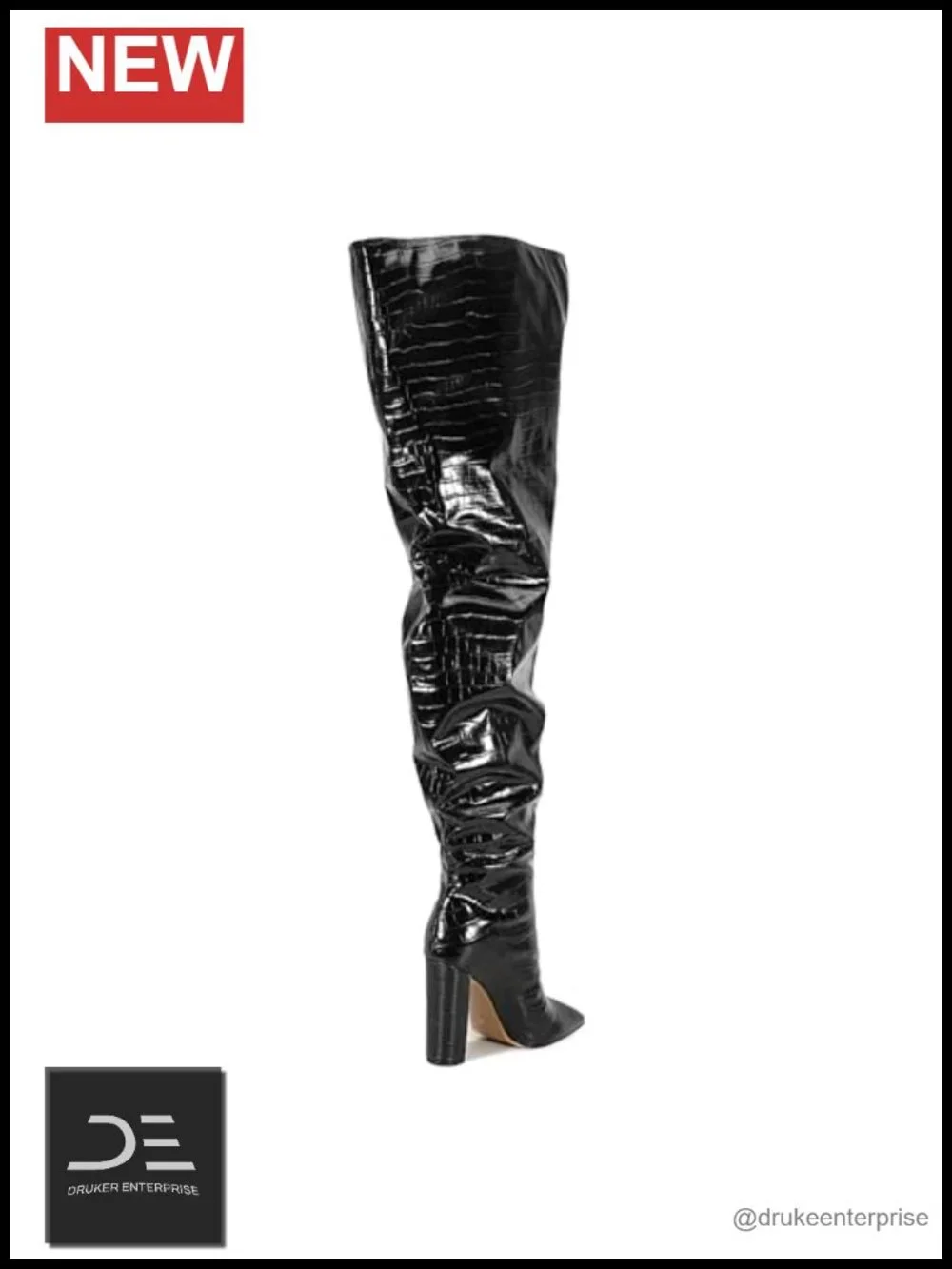 Over-the-Knee Boots Extra Wide Calf Slouchy Ruched Chunky Heels Pointed Toe
